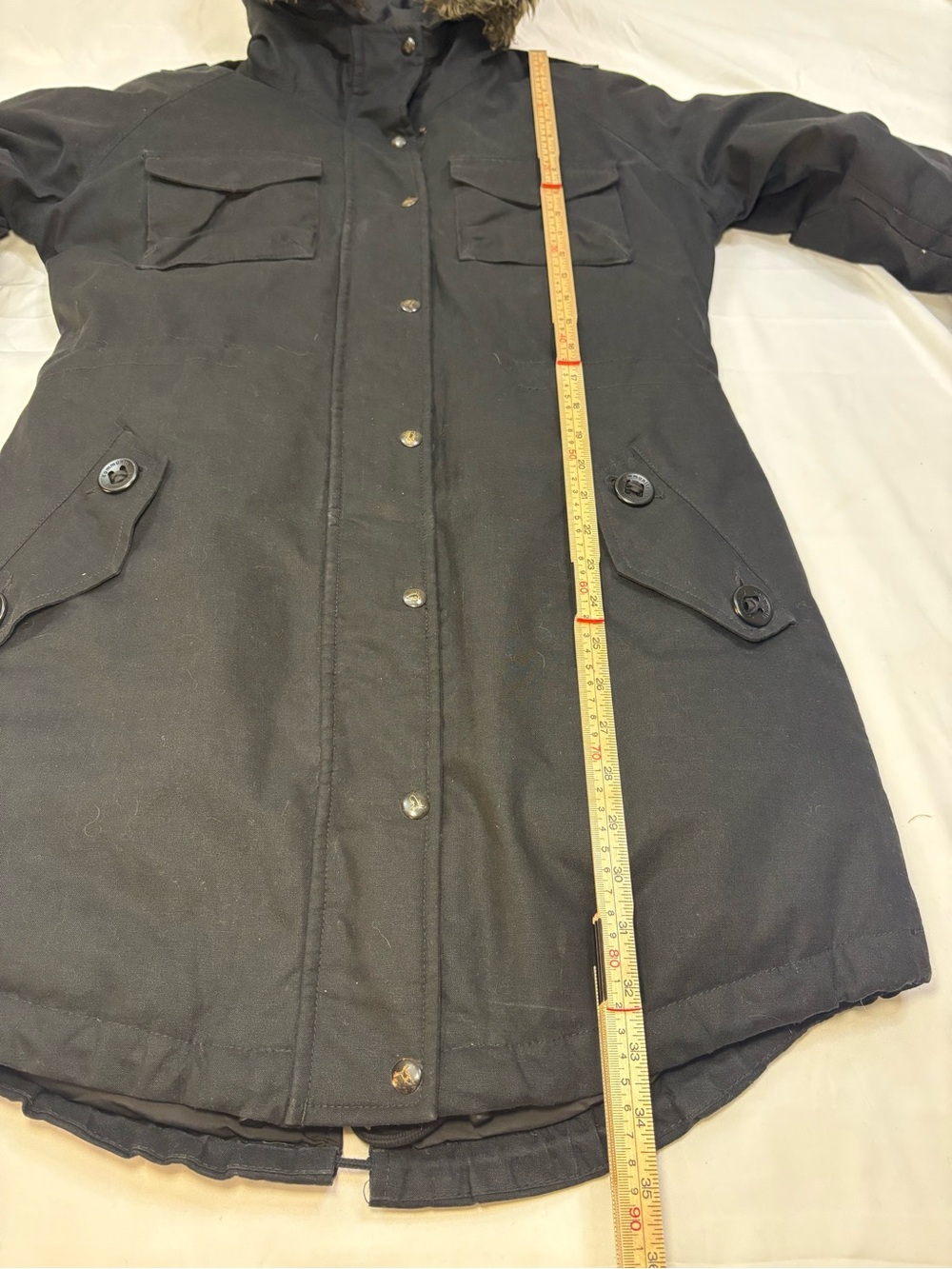 Aritzia Community Black Fur Hood Paradigm Winter Parka Coat Hemp Down Fill - Picture 4 of 8
